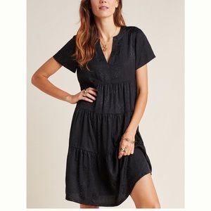 Anthropologie Maeve Sacha Jacquard Black Dress S